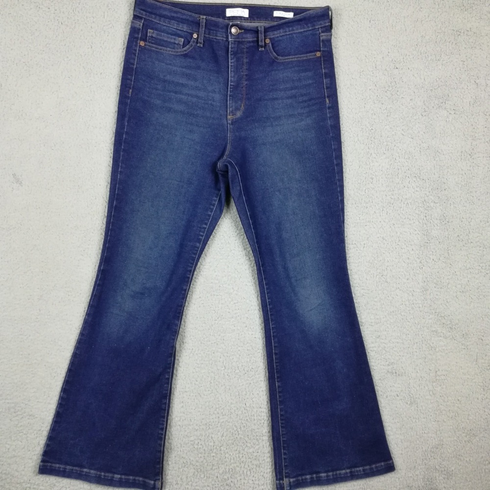 Sofia Womens Jeans‎ Melisa Flare Leg Blue Denim Dark Wash High Rise Stretch 12
